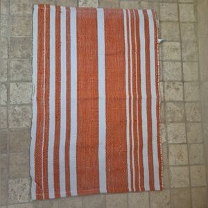 Wanda June Orange and White Striped Rug 24 X 34 Inches